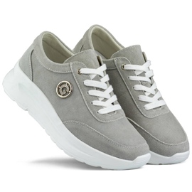 Baskets en cuir à plateforme pour femmes, gris GD-XF-108G 1