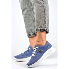 Chaussures plateforme en jean en cuir pour femme, bleu GD-XF-108BL 2