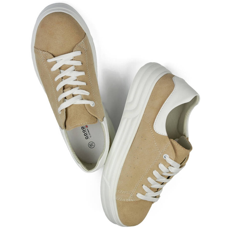 Goodin Chaussures de sport en cuir beiges pour femmes GD-XF-113BE 2