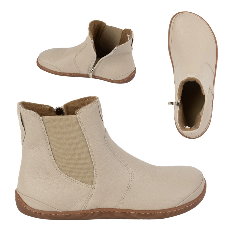 Olivier Bottines Chelsea femme pieds nus avec fermeture éclair, isolées 1263, beige 1