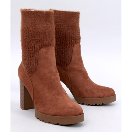 Bottines marron à talons hauts avec poignets élastiques brun 1