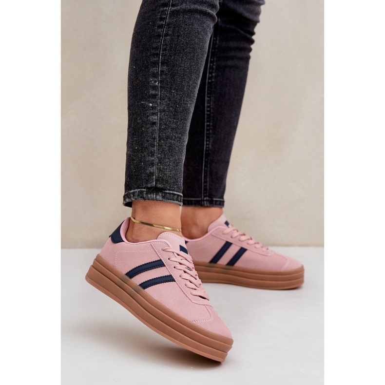 Chaussures de sport pour femmes sur la plateforme EV-508, roses 1