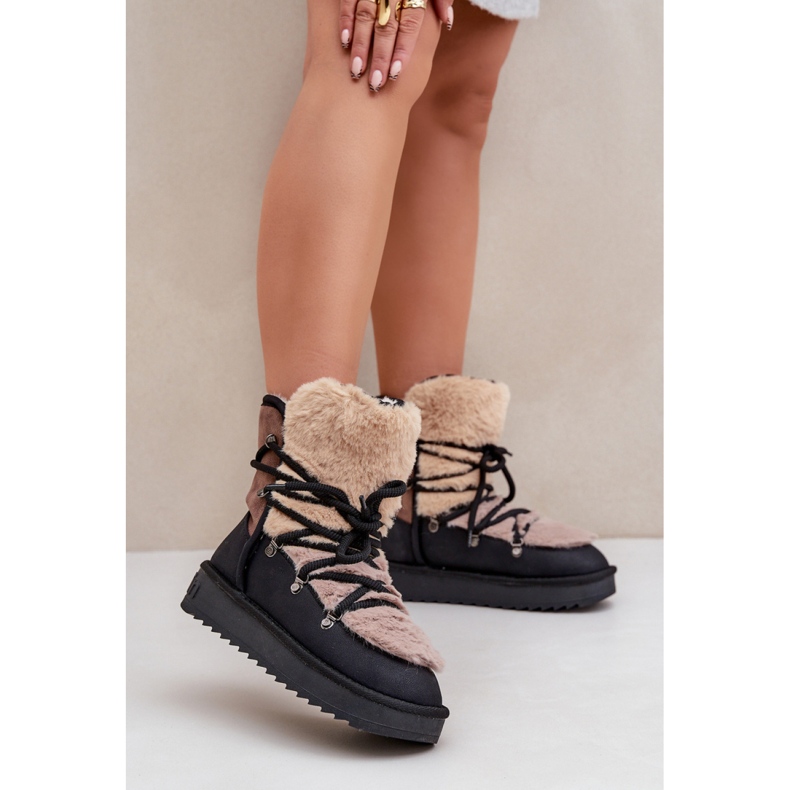 Bottes de neige isolées en fourrure D.Franklin DFSH370012 noir 1