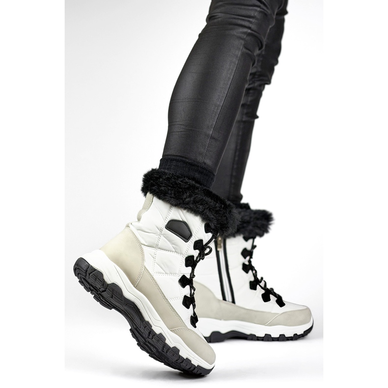 Bottes de neige hautes et isolées, sports d'hiver, bottes isolées pour femmes, bottes épaisses isolées blanc 2