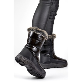 Bottes de neige isolées noires hautes pour femmes avec fourrure, chaussures d'hiver chaudes le noir 2