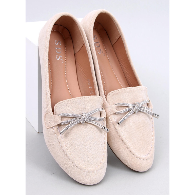 Mocassins femme en daim avec nœud, beige 1