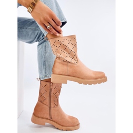 Bottines ajourées femme, beige 1