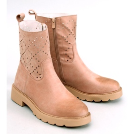 Bottines ajourées femme, beige 6