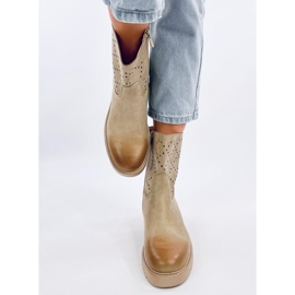 Bottines ajourées pour femme en vert 1