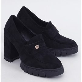 Chaussures pour femmes à talons hauts et à plateforme avec décoration noir 1