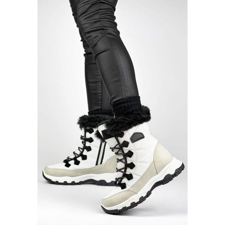 Bottes de neige pour femmes avec fourrure et fermeture éclair, blanc 9093W 1