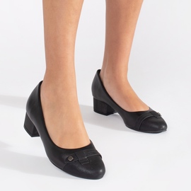 Goodin Escarpins noirs à talons bas pour femmes 1