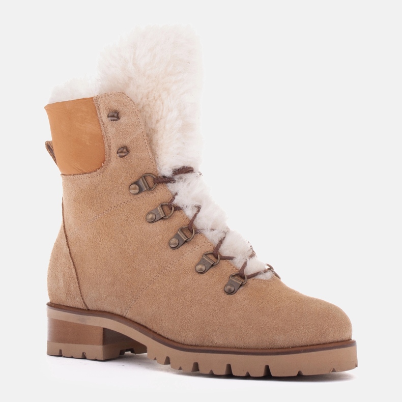 Marco Shoes Bottes pour femmes isolées avec de la laine beige 1