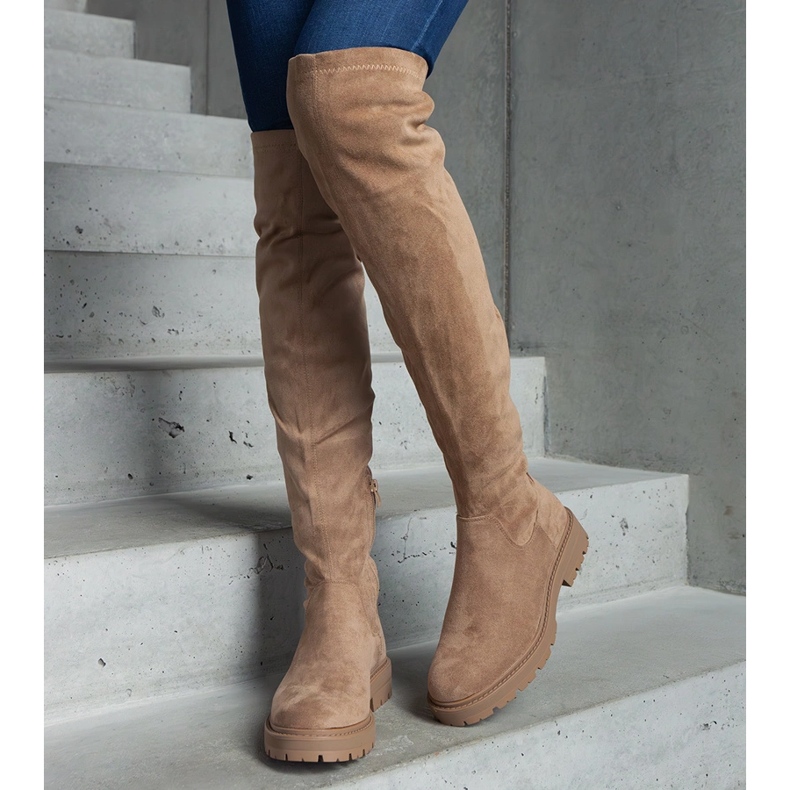 Bottes longues marron à semelle plate brun 1