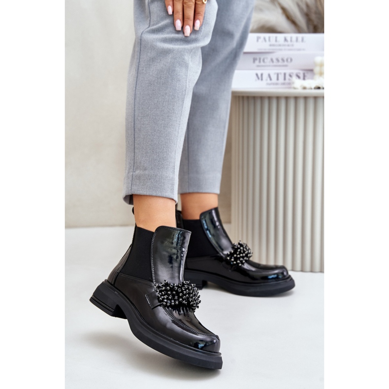 Bottes pour femmes avec décoration 24BT15-7453 le noir 1