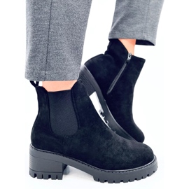 Bottines Chelsea en daim noir à talons hauts le noir 3