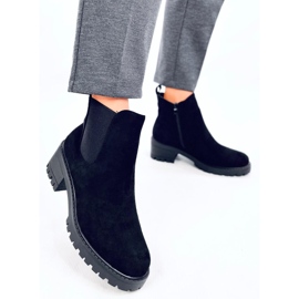Bottines Chelsea en daim noir à talons hauts le noir 5