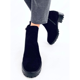 Bottines Chelsea en daim noir à talons hauts le noir 2