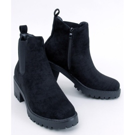 Bottines Chelsea en daim noir à talons hauts le noir 1