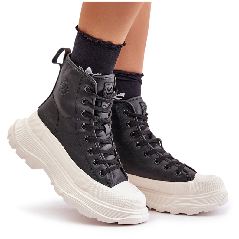 Baskets isolées en cuir sur plateforme massive Big Star OO274A599 Noir le noir 4