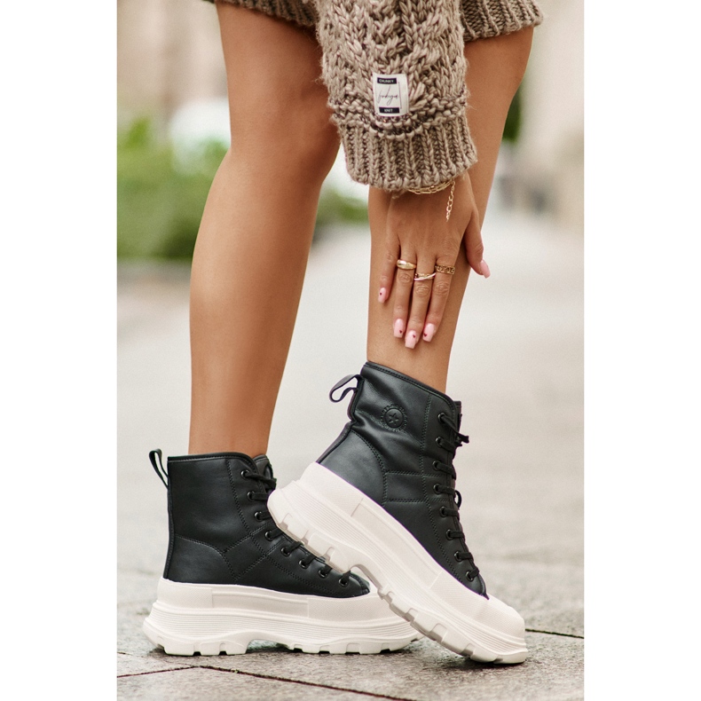 Baskets isolées en cuir sur plateforme massive Big Star OO274A599 Noir le noir 3