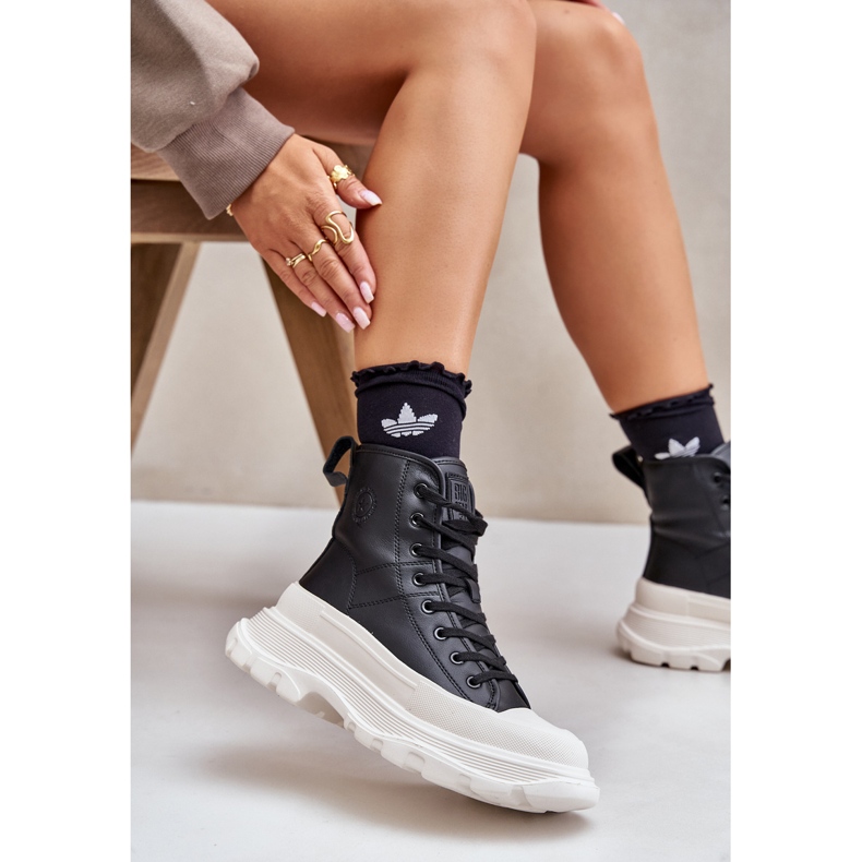 Baskets isolées en cuir sur plateforme massive Big Star OO274A599 Noir le noir 2