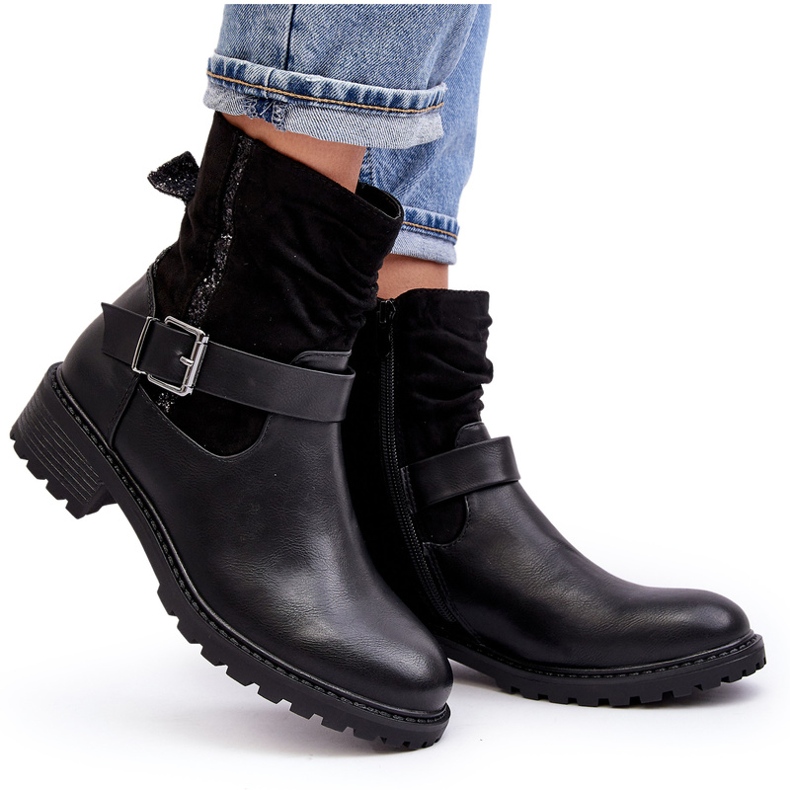 Erynn Bottines plates avec boucle pour femme, noir le noir 4