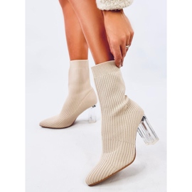 Boots chaussettes beiges à talon transparent 4