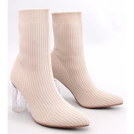 Boots chaussettes beiges à talon transparent 1