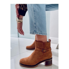 Bottines à talons larges Aretha Camel - Inello brun 2