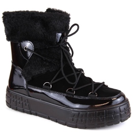 Bottes de neige des femmes Filippo avec fourrure, fourrure laquée noire 1