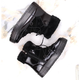 Bottes de neige des femmes Filippo avec fourrure, fourrure laquée noire 2