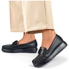 Mocassins à semelle épaisse pour femmes, noirs 24-21339B le noir 1