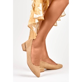 Goodin Escarpins femme à petit talon en daim, beige GD-XR106BE 4