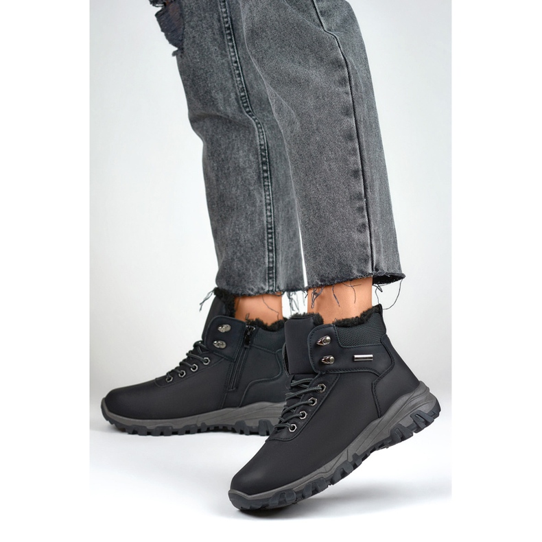 Bottes hautes isolées avec fermeture éclair, noires 3906-1B 1