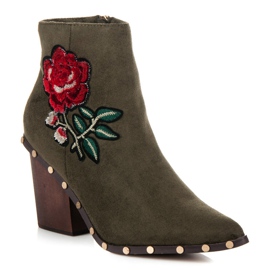 Vices Bottes Avec Fleur Brodée vert 4