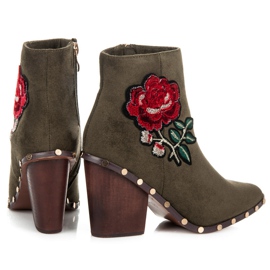 Vices Bottes Avec Fleur Brodée vert 5