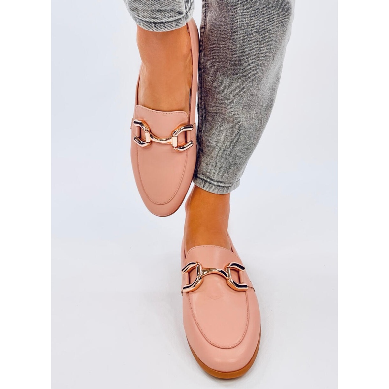 Mocassins à chaîne couleur chair pour femmes rose 1