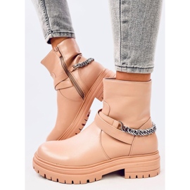 Bottines isolées beiges avec chaîne 2