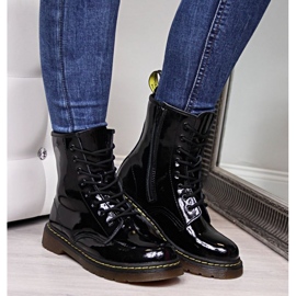 Bottines en cuir laqué Filippo W PAW78 isolées le noir 4