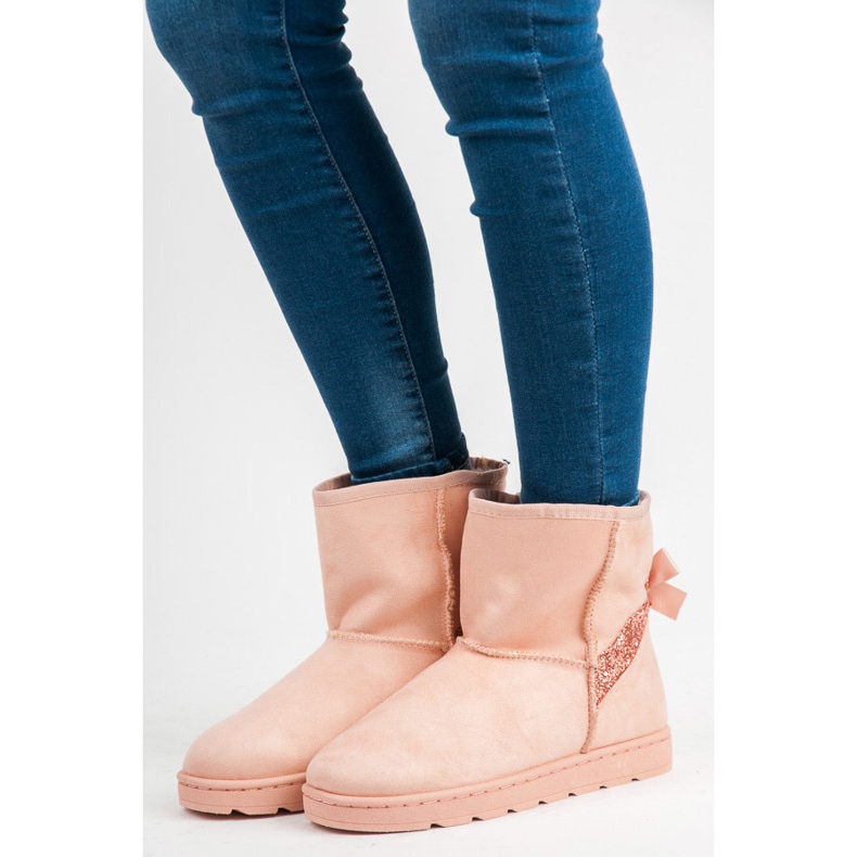 Vices Bottes de neige en fourrure à paillettes rose 1