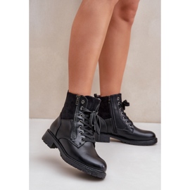 Bottes isolées à talons plats, éco-cuir, noir 2