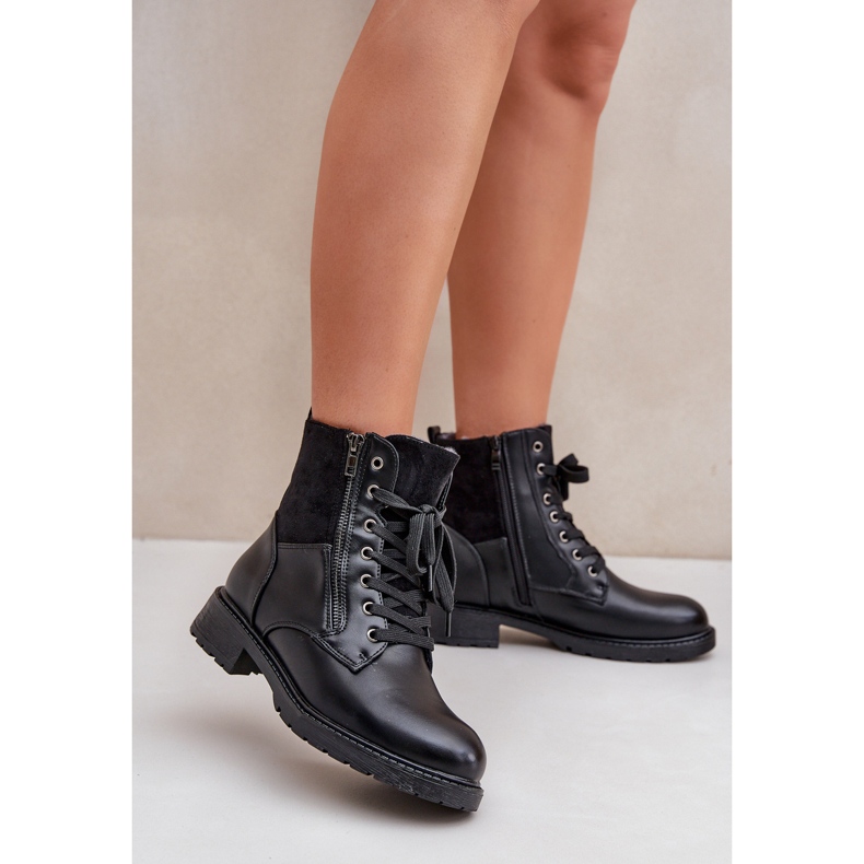 Bottes isolées à talons plats, éco-cuir, noir 2