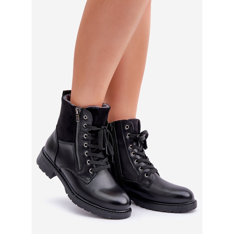 Bottes isolées à talons plats, éco-cuir, noir le noir 1