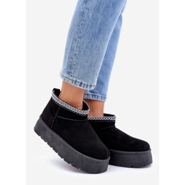 Bottes de neige à plateforme noires avec broderie décorative 1