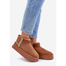 Bottes de neige à plateforme avec motif camel brun 1
