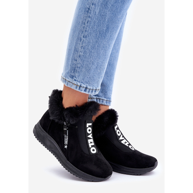 Baskets Bottines Avec Fourrure Pour Femme, Noir 1