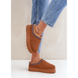 Bottes de neige à plateforme en peau de mouton camel avec fourrure brun 5