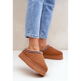 Bottes de neige à plateforme en peau de mouton camel avec fourrure brun 2