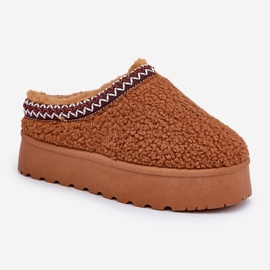 Bottes de neige à plateforme en peau de mouton camel avec fourrure brun 4